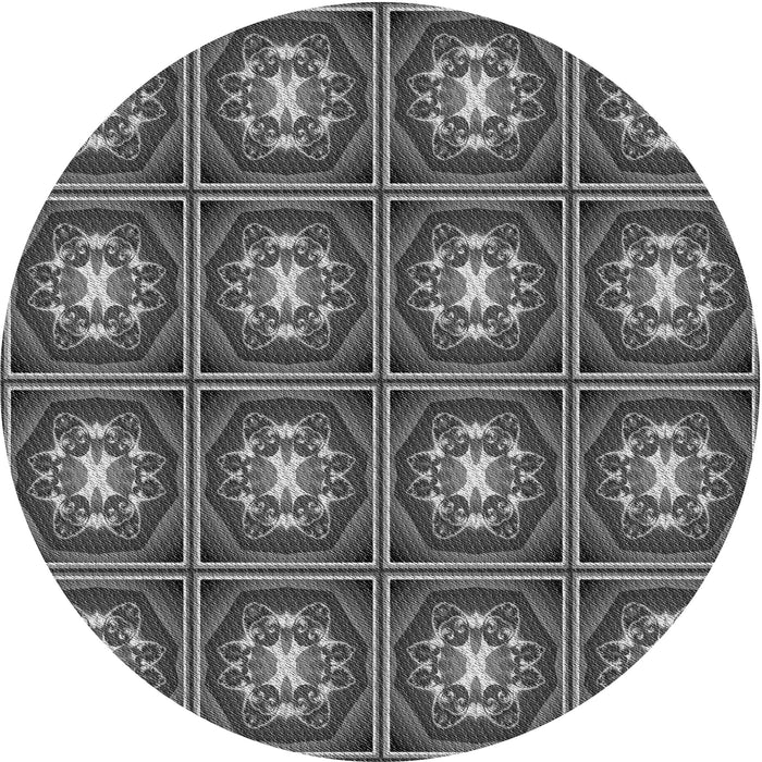 Square Patterned Black Rug, pat2883gry