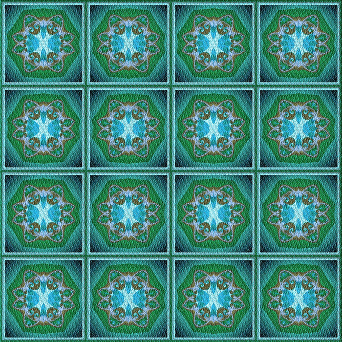 Round Patterned Deep-Sea Green Rug, pat2883lblu