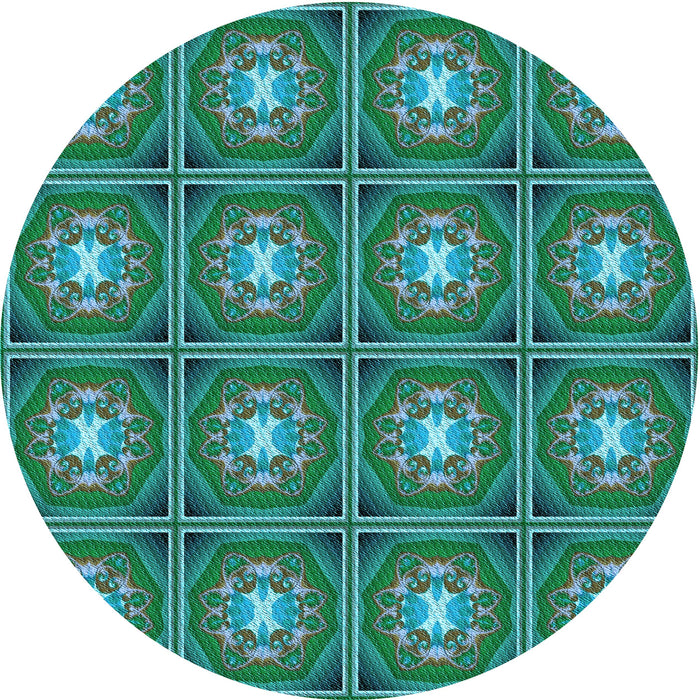 Square Patterned Deep-Sea Green Rug, pat2883lblu