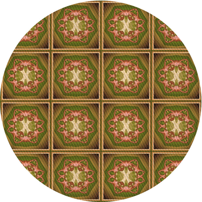 Square Patterned Saddle Brown Rug, pat2883org