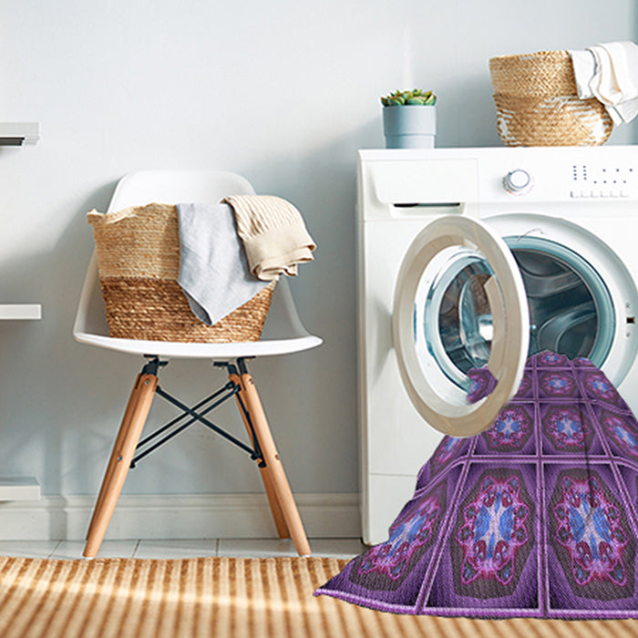 Machine Washable Transitional Dark Magenta Purple Rug in a Washing Machine, wshpat2883pur