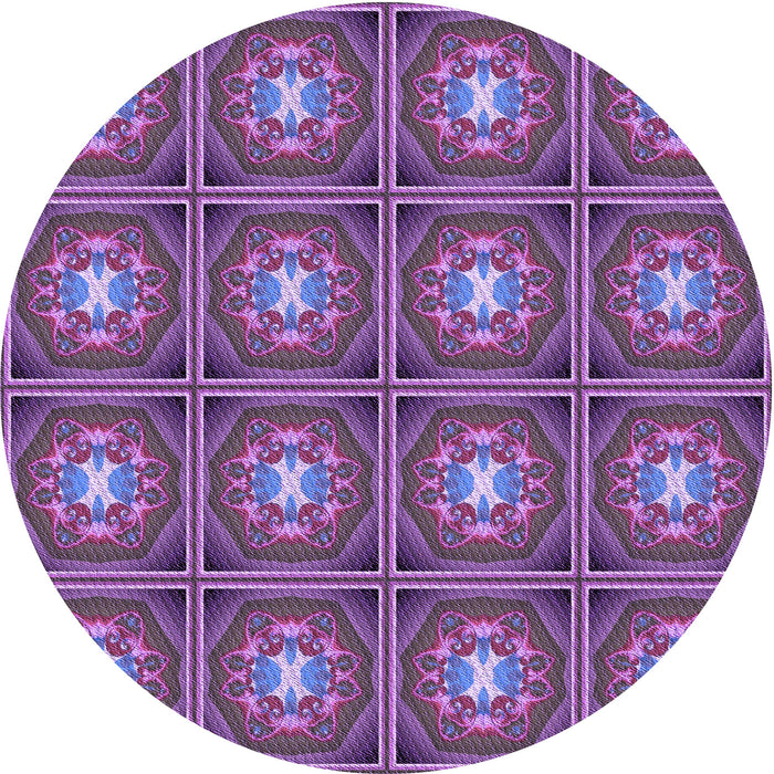 Square Patterned Dark Magenta Purple Rug, pat2883pur