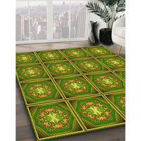 Patterned Pistachio Green Rug, pat2883yw