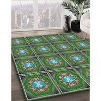 Patterned Green Novelty Rug, pat2883