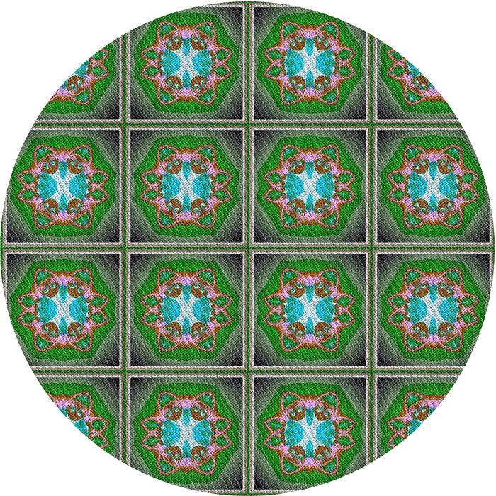 Sideview of Patterned Green Novelty Rug, pat2883