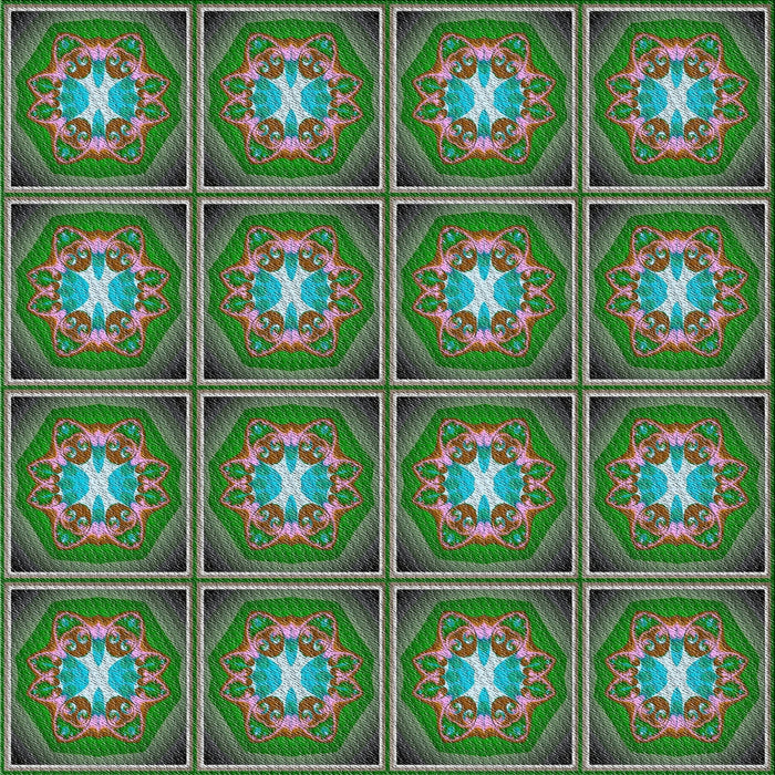 Square Patterned Green Novelty Rug, pat2883