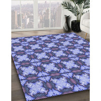 Patterned Deep Periwinkle Purple Rug, pat2884blu