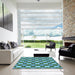 Square Patterned Turquoise Green Rug in a Living Room, pat2884lblu