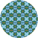 Square Patterned Turquoise Green Rug, pat2884lblu