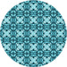 Square Patterned Teal Green Rug, pat2885lblu