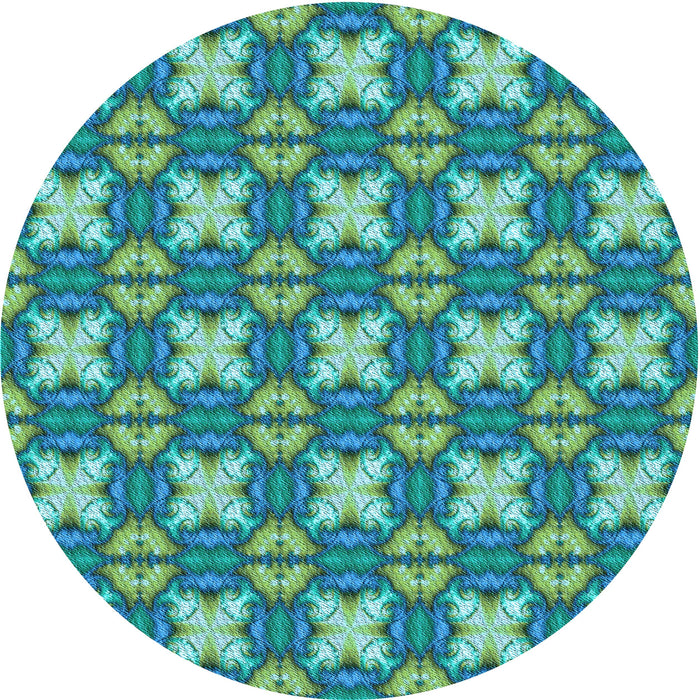 Square Patterned Turquoise Green Rug, pat2886lblu
