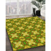 Patterned Dark Yellow Green Rug in Family Room, pat2886yw