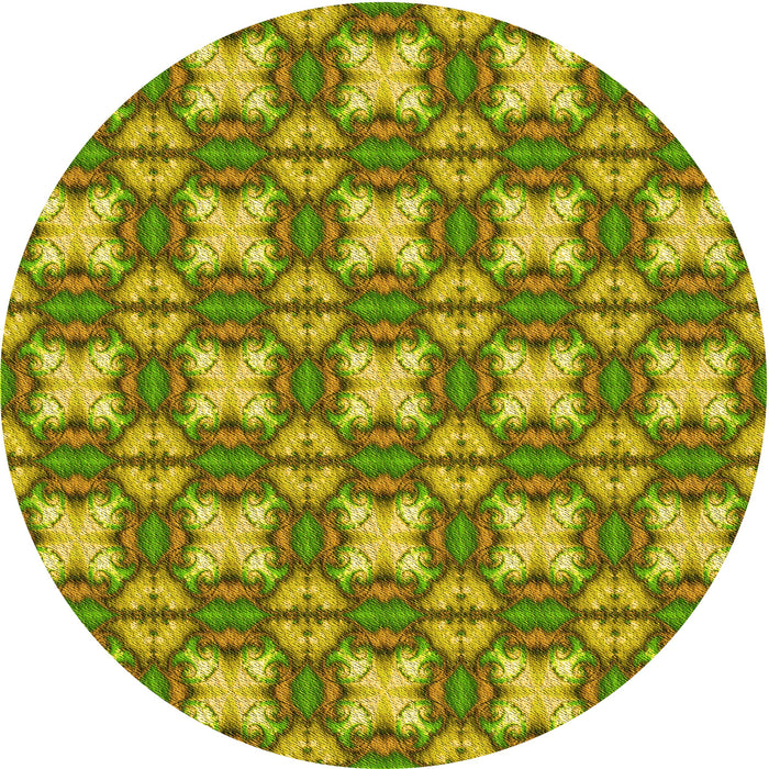 Square Patterned Dark Yellow Green Rug, pat2886yw