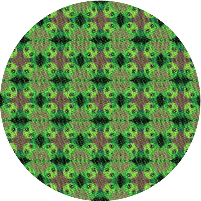 Square Patterned Army Green Rug, pat2887grn