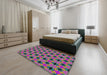 Patterned Green Modern Rug in a Bedroom, pat2887