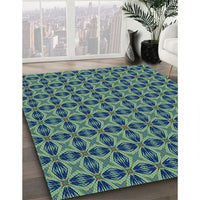 Patterned Emerald Green Rug, pat2888lblu