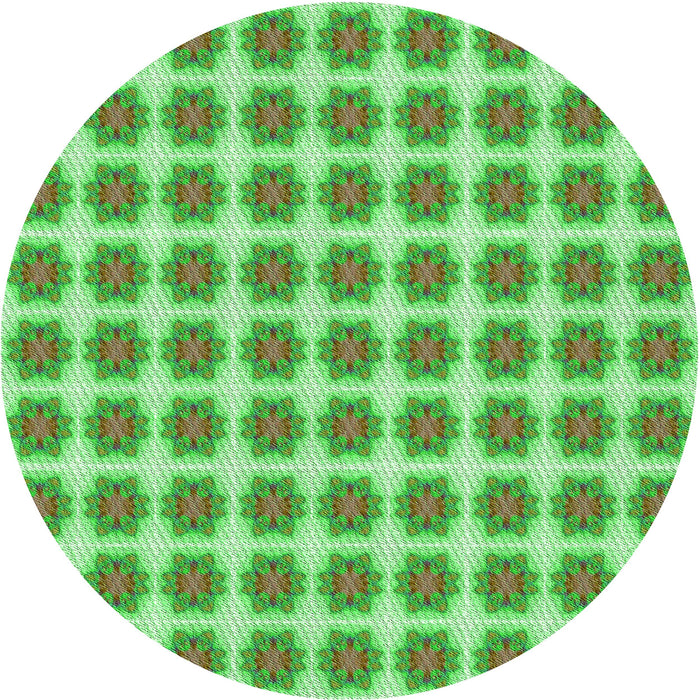 Square Patterned Dark Lime Green Rug, pat2889grn