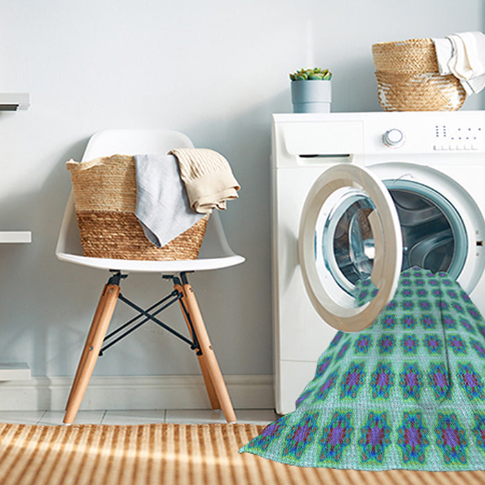 Machine Washable Transitional Steel Blue Rug in a Washing Machine, wshpat2889lblu