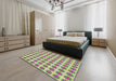 Patterned Green Novelty Rug in a Bedroom, pat2889