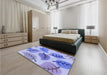 Patterned Blue Rug in a Bedroom, pat289blu
