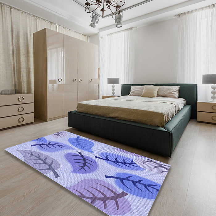 Patterned Blue Rug in a Bedroom, pat289blu