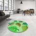 Round Patterned Emerald Green Rug in a Office, pat289grn