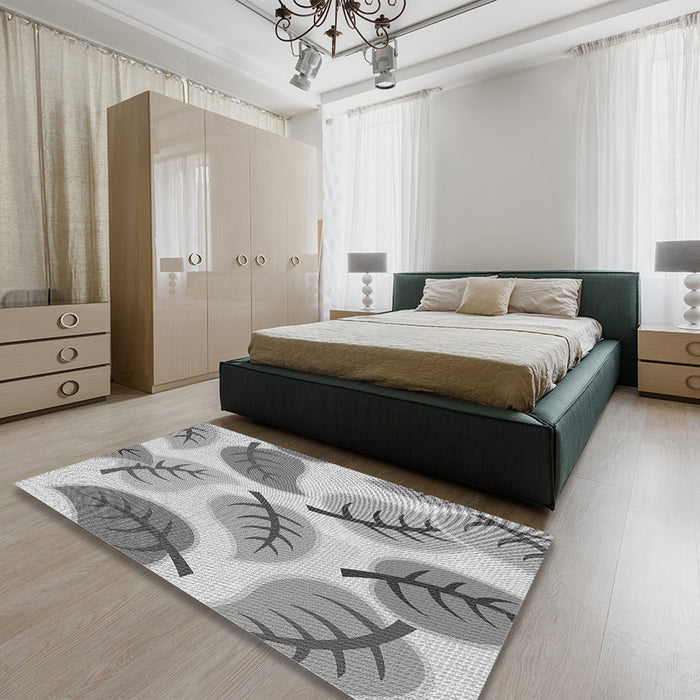 Patterned Platinum Gray Rug in a Bedroom, pat289gry