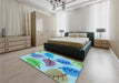 Patterned Silk Blue Rug in a Bedroom, pat289lblu