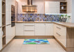 Patterned Silk Blue Rug in a Kitchen, pat289lblu