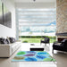 Square Patterned Silk Blue Rug in a Living Room, pat289lblu