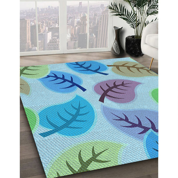 Patterned Silk Blue Rug in Family Room, pat289lblu