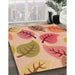 Patterned Yellow Orange Rug in Family Room, pat289org