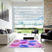 Square Patterned Bright Lilac Purple Rug in a Living Room, pat289pur