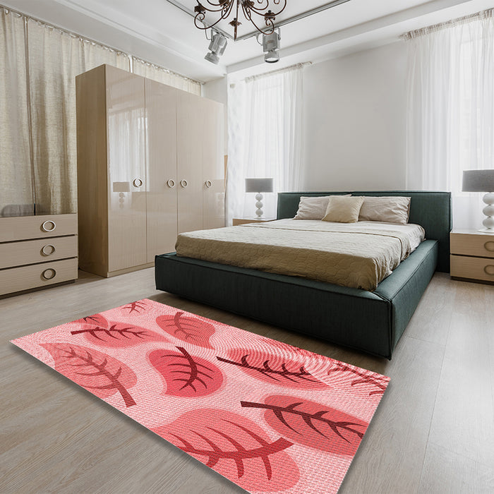 Patterned Pastel Pink Rug in a Bedroom, pat289rd