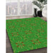 Patterned Lime Green Rug in Family Room, pat2890grn