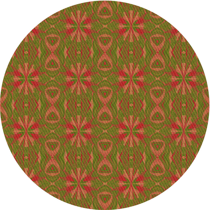 Square Patterned Dark Yellow Green Rug, pat2890org