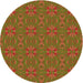 Square Patterned Dark Yellow Green Rug, pat2890org
