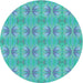 Square Machine Washable Transitional Bright Turquoise Blue Rug in a Living Room, wshpat2891lblu