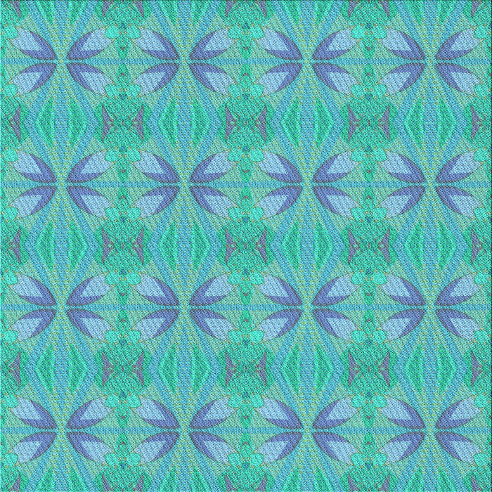 Round Machine Washable Transitional Bright Turquoise Blue Rug, wshpat2891lblu