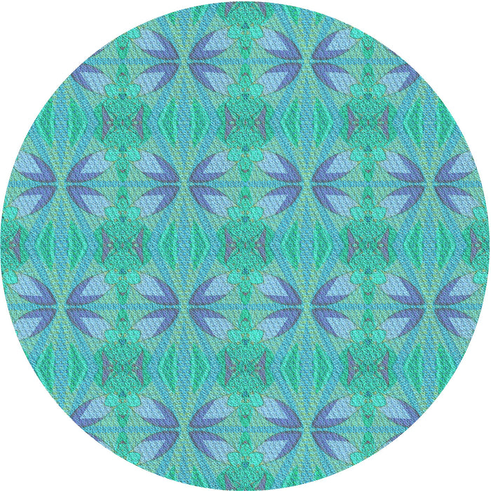 Square Patterned Bright Turquoise Blue Rug, pat2891lblu