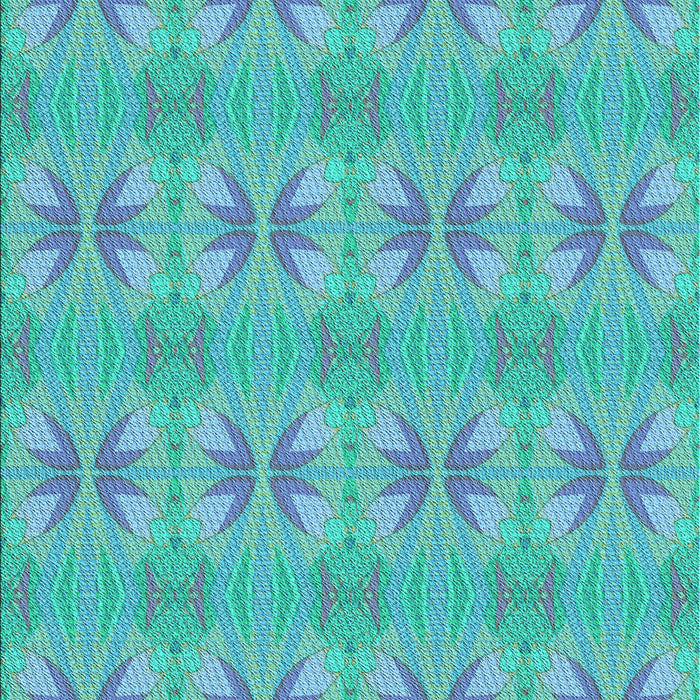 Patterned Bright Turquoise Blue Rug, pat2891lblu