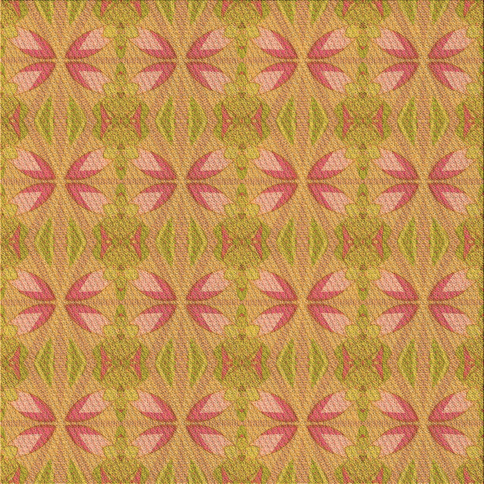 Round Patterned Orange Rug, pat2891org