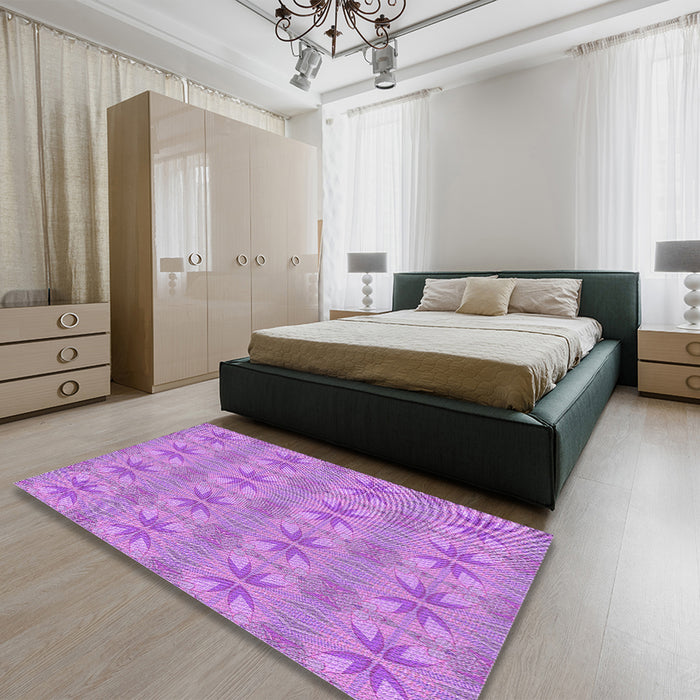 Round Machine Washable Transitional Violet Purple Rug in a Office, wshpat2891pur