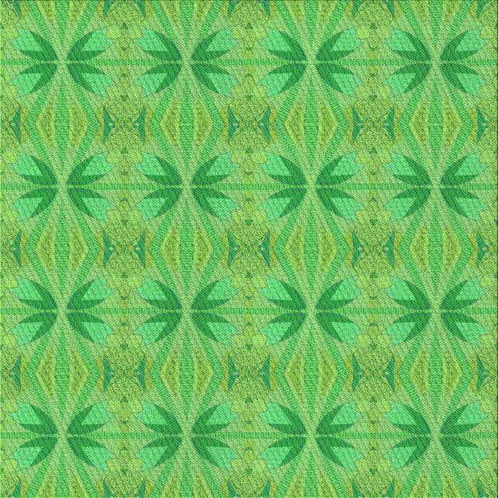 Round Machine Washable Transitional Emerald Green Rug, wshpat2892grn