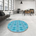 Round Patterned Blue Rug in a Office, pat2892lblu