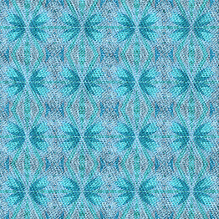 Round Machine Washable Transitional Blue Rug, wshpat2892lblu