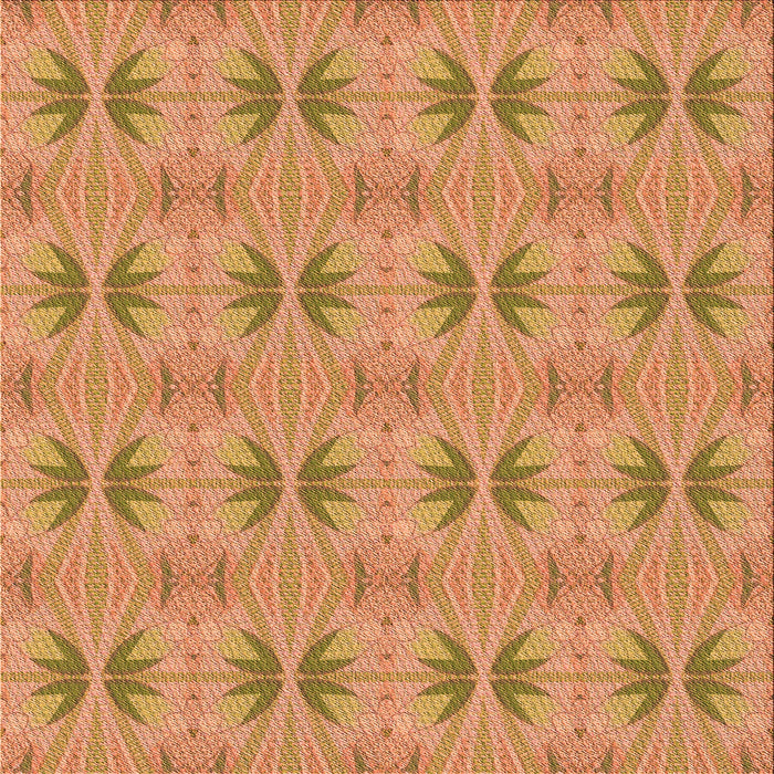 Round Patterned Orange Rug, pat2892org