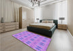 Patterned Bright Lilac Purple Rug in a Bedroom, pat2892pur