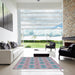 Square Patterned Light Steel Blue Novelty Rug in a Living Room, pat2892