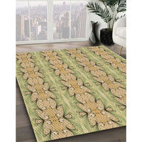 Patterned Dark Golden Brown Rug, pat2893brn